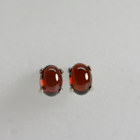Garnet earrings stud - Sterling Silver Cabochons - Picture 2 of 7